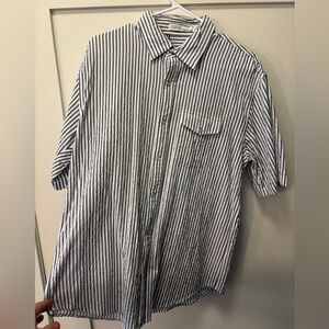 Criquet Navy and White Striped Casual Shirt